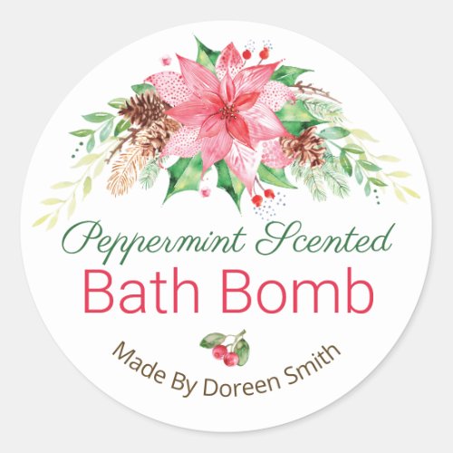 Christmas Peppermint Scented Bath Bomb Labels