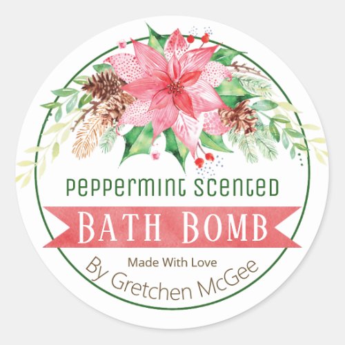 Christmas Peppermint Scented Bath Bomb Labels