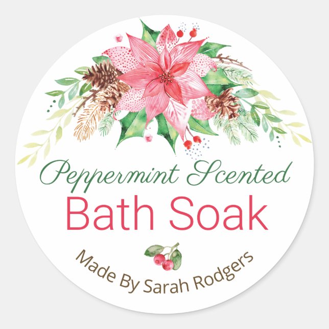 Christmas Peppermint Scented Bath Soak Labels (Front)