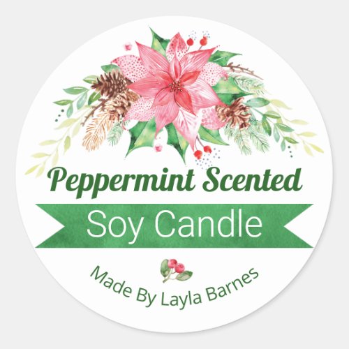 Christmas Peppermint Scented Soy Candle Labels
