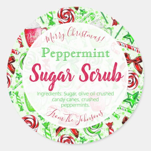 Christmas Peppermint Scented Sugar Scrub Labels