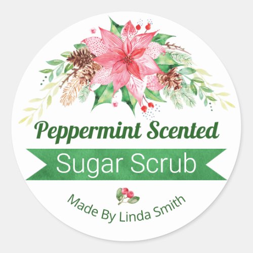 Christmas Peppermint Scented Sugar Scrub Labels