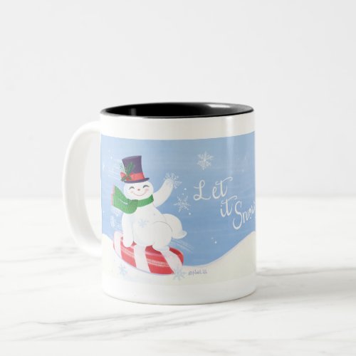 Christmas Peppermint Snowman Two_Tone Coffee Mug