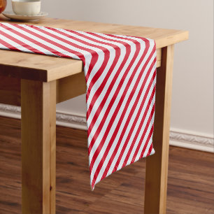 Christmas peppermint tiled pattern stripe short table runner
