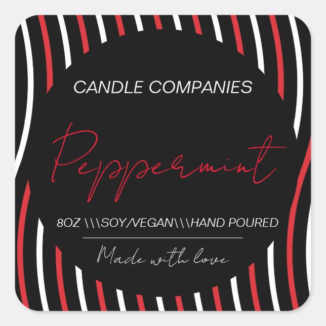 Christmas Peppermint Vegan Candle Maker Business  Square Sticker (Front)
