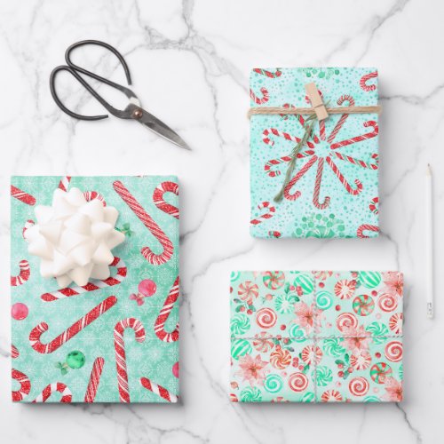 Christmas Peppermints Wrapping Paper Sheets