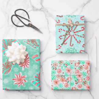 Christmas Peppermints Wrapping Paper Sheets