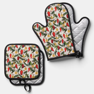 Christmas Peppers Oven Mitt & Pot Holder Set