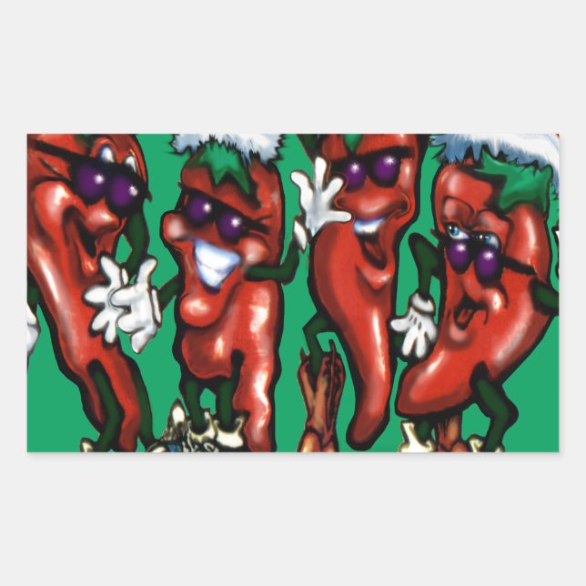 Christmas Peppers Rectangular Sticker (Front)