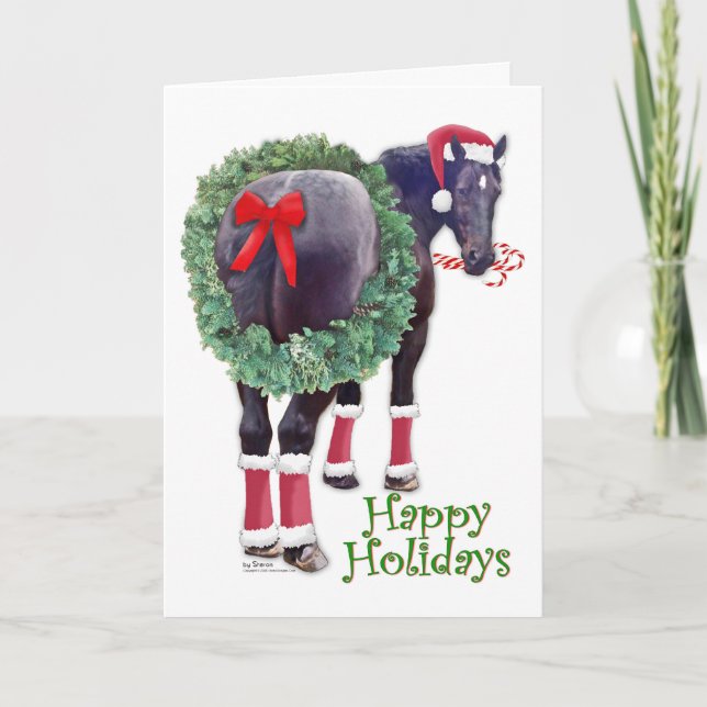Christmas Percheron Draft Horse Holiday Card (Front)