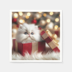 Christmas Persian Kitten In a Gift Box Napkins