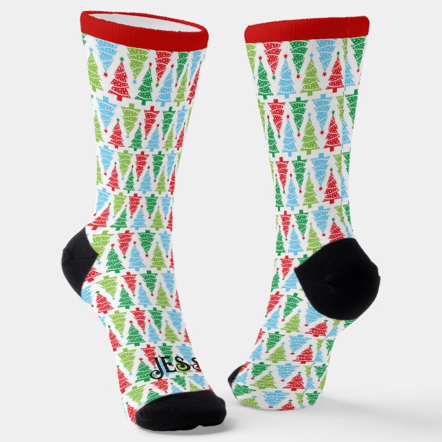 Christmas Personalize Name Novelty Gift Socks (Angled)