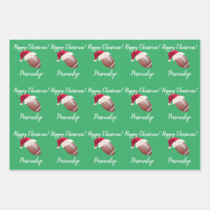 Christmas Personalized American Football Wrapping Paper Sheets