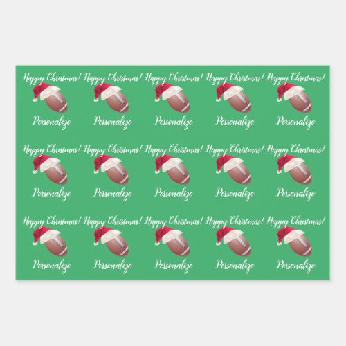 Christmas Personalized American Football Wrapping Paper Sheets
