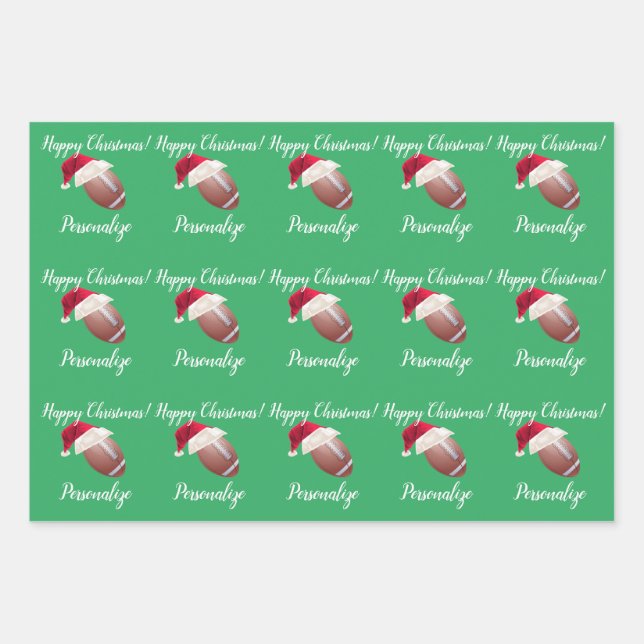 Christmas Personalized American Football Wrapping Paper Sheets (Front)