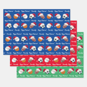 Christmas Personalized Baller Sports Wrapping Paper Sheets