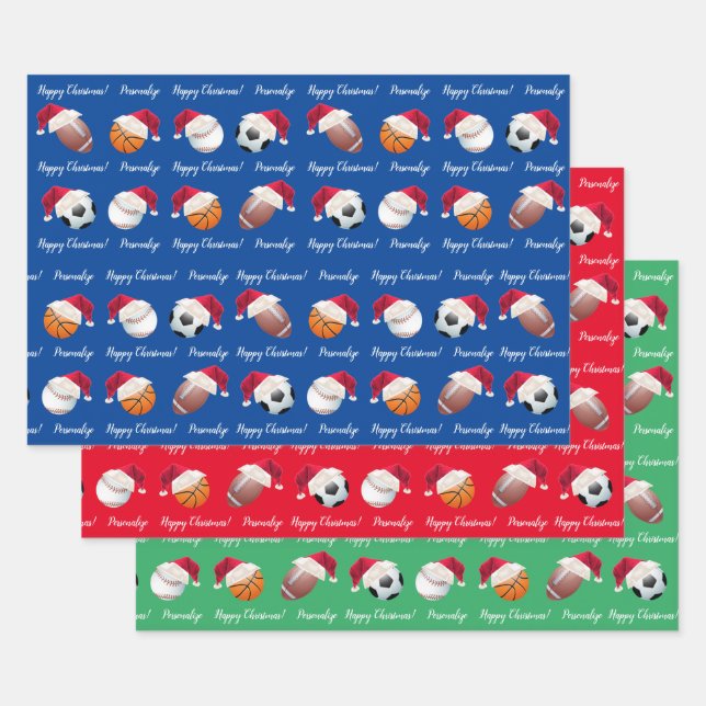 Christmas Personalized Baller Sports Wrapping Paper Sheets (Set)