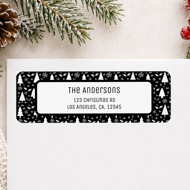 Christmas Personalized Black Return Address Label (Christmas Personalized Black Return Address Label)