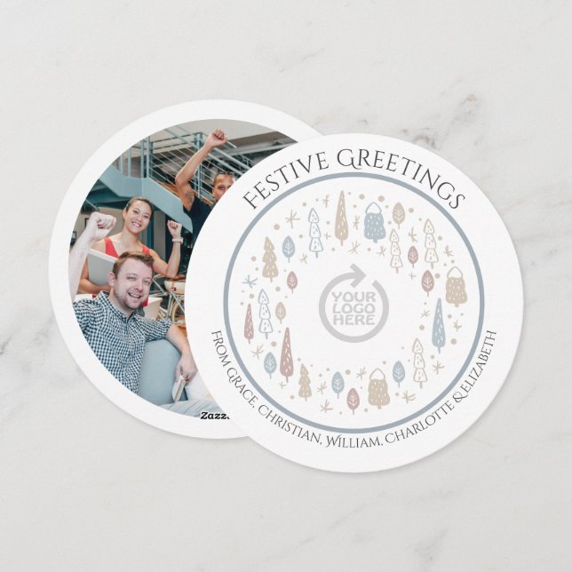 Christmas Personalized Business Corporate Logo Holiday Card (Front/Back)