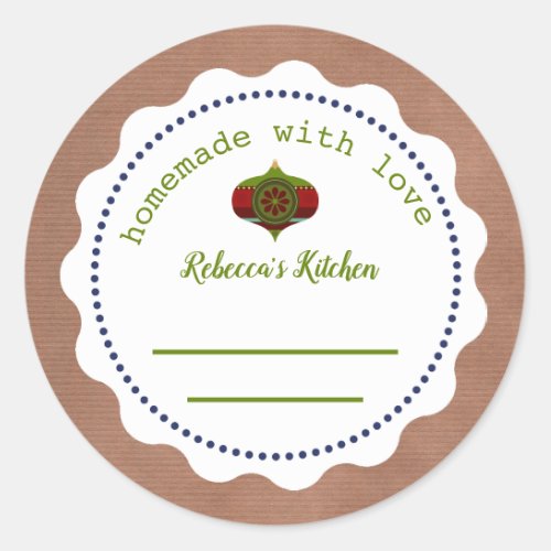 Christmas  Personalized Canning  Homemade Classic Round Sticker