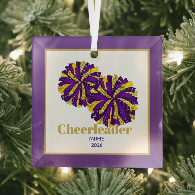 Christmas Personalized Cheer Poms Glass Ornament (Insitu)