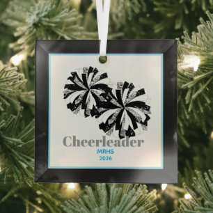 Christmas Personalized Cheer Poms Glass Ornament
