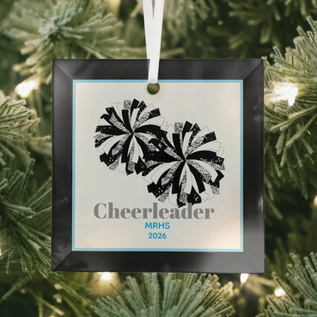Christmas Personalized Cheer Poms Glass Ornament (Insitu)
