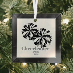Christmas Personalized Cheer Poms Glass Ornament