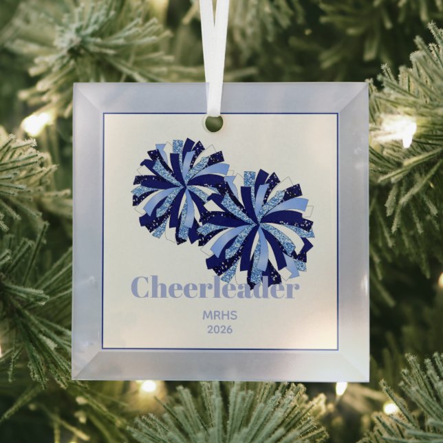 Christmas Personalized Cheer Poms Glass Ornament (Insitu)