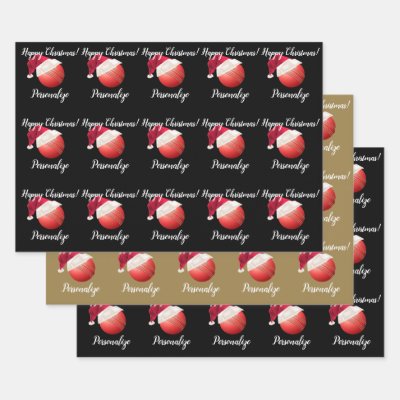 Christmas Personalized Cricket Ball Santa    Wrapping Paper Sheets
