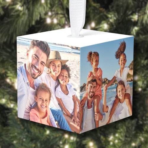 Christmas Personalized Family Photo Cube Ornament