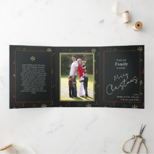 Christmas Personalized Family Photo Rustic Tri-Fold Holiday Card