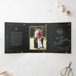 Christmas Personalized Family Photo Rustic Tri-Fold Holiday Card