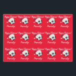 Christmas Personalized Football Soccer Santa   Wra Wrapping Paper Sheets<br><div class="desc">Funny sports themed Christmas holiday wrapping paper.  Matching products are available other sports themes are also available</div>