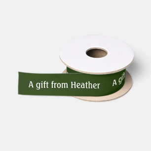 Christmas Personalized Gift Favor Name Green Satin Ribbon