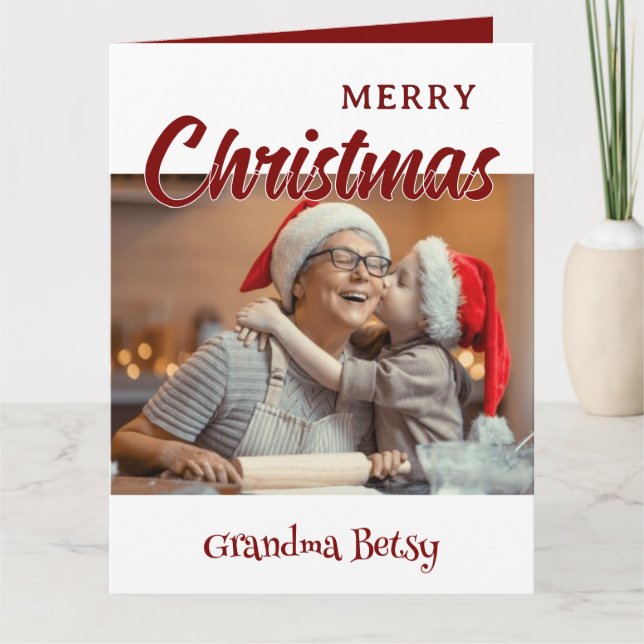 Christmas Personalized Grandma Family Photo Card (Front)
