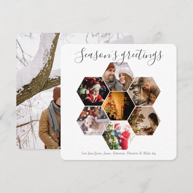 Christmas Personalized Hexagon Photo Holiday Card (Front/Back)