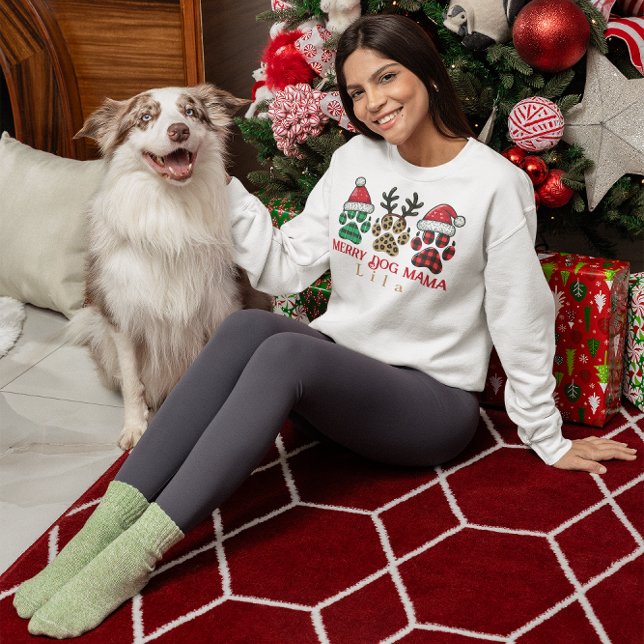 christmas personalized merry dog mama sweatshirt (PERSONALIZED MERRY DOG MAMA SWEATSHIRT)