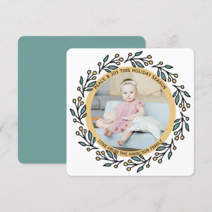 Christmas Personalized Modern Wreath Photo Holiday Card