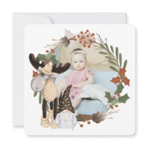 Christmas Personalized Moose Photo Frame Round