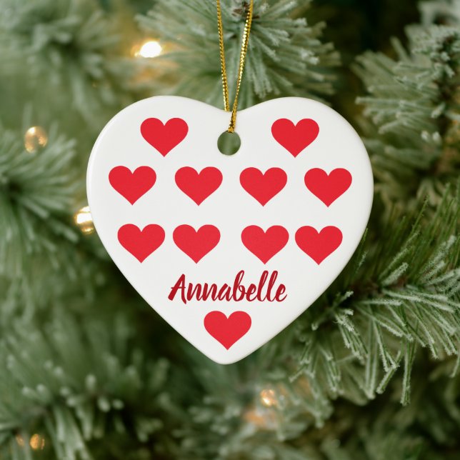 Christmas personalized name hearts cool cute chic Ceramic Ornament (Tree)