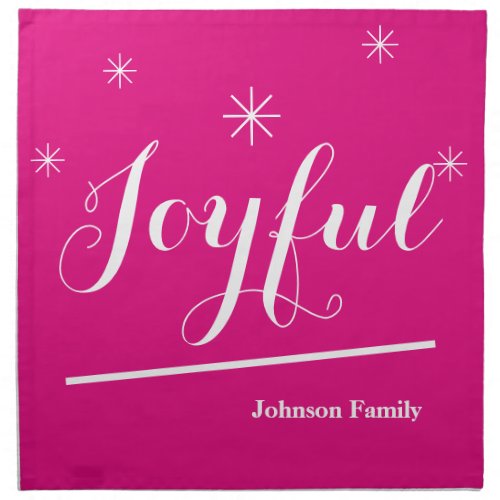 Christmas Personalized Name Joyful Cloth Napkins