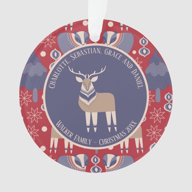 Christmas Personalized Nordic Scandinavian Ornament (Front)