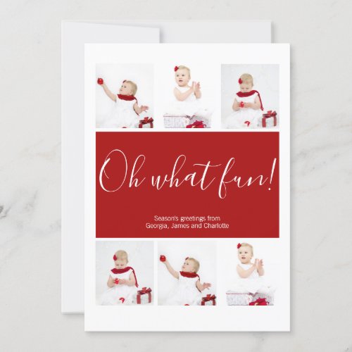 Christmas Personalized Oh What Fun Photo Collage Holiday Card