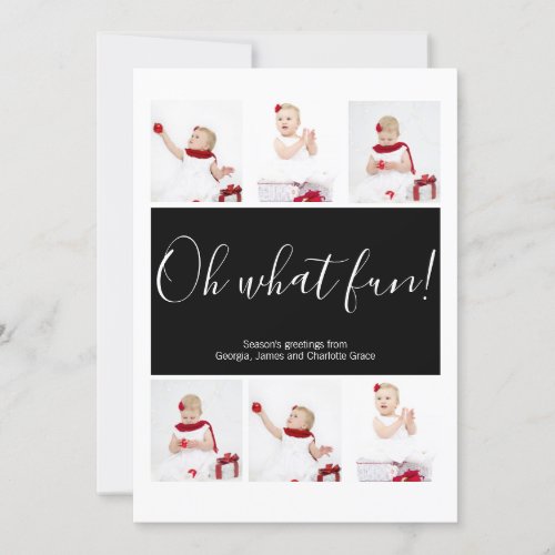 Christmas Personalized Oh What Fun Photo Collage Holiday Card