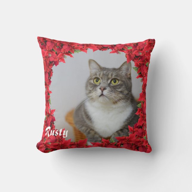 Christmas Personalized Pet Name/ Photo Throw Pillow (Front)