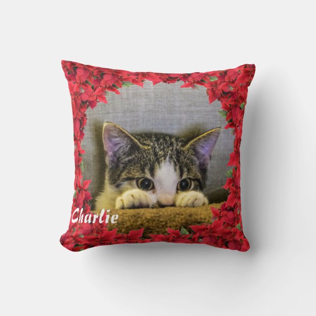 Christmas Personalized Pet Name/ Photo Throw Pillow (Front)