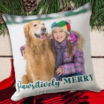 Christmas Personalized Pet Photo Pawsitively Merry Throw Pillow<br><div class="desc">Looking for the perfect way to spruce up your home for the holiday season? Look no further than our “Pawsitively Merry” collection! Our "Pawsitively Merry" collection features a variety of fun and festive designs that showcase your beloved pets in a cute and playful way. Whether you have a dog or...</div>