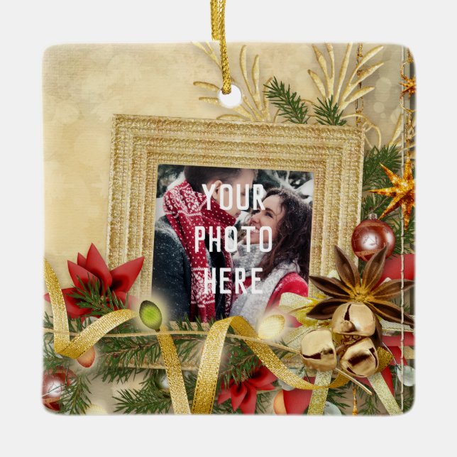 Christmas Personalized Photo Ceramic Ornament (Front)