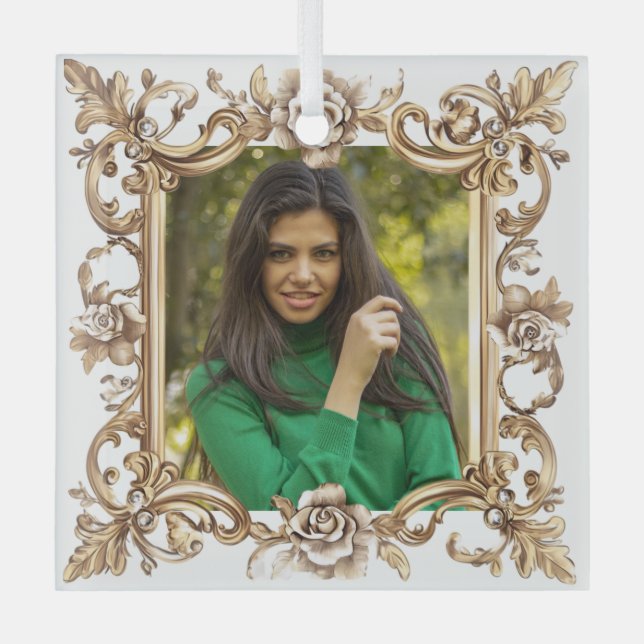 Christmas Personalized Photo Glass Ornament (Front)